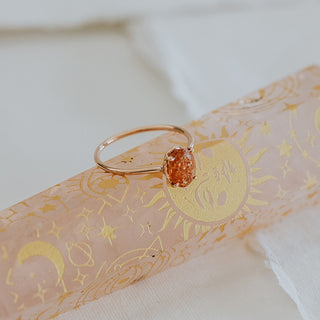 Rosy Sunstone Ring - 14k Rose Gold