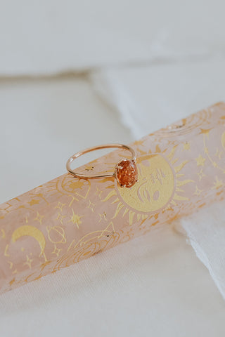 Rosy Sunstone Ring - 14k Rose Gold