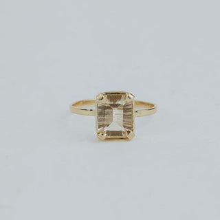 Emerald Cut Prong Set Ring - Sunstone 14k