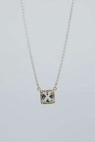 Mixed Metal Gemstone Necklace - Beryl