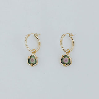 Charm Hoops - Watermelon Tourmaline