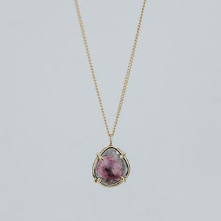 Rose Cut Gemstone Necklace - Tourmaline 14k