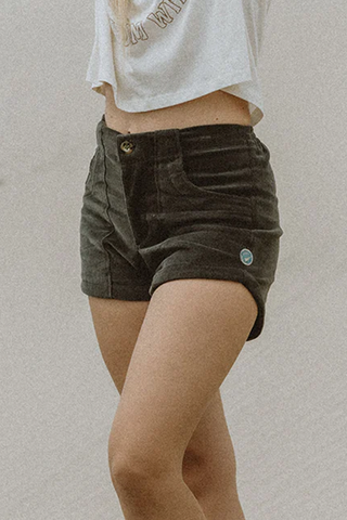 Retro Pocket Shorts - Charcoal Corduroy