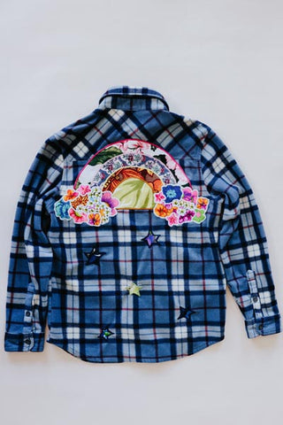 Vintage Rainbow Magic Plaid Fleece Jacket