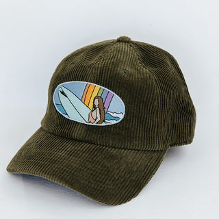 Corduroy Dad Hat - Rainbow Surfer | Olive
