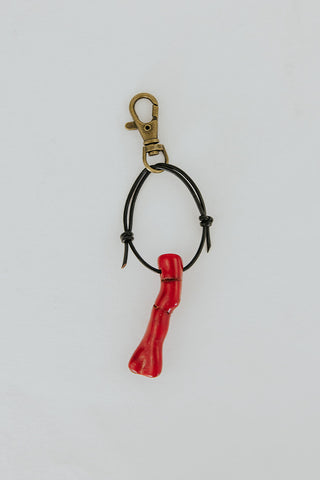 Red Coral Gemstone Keychain