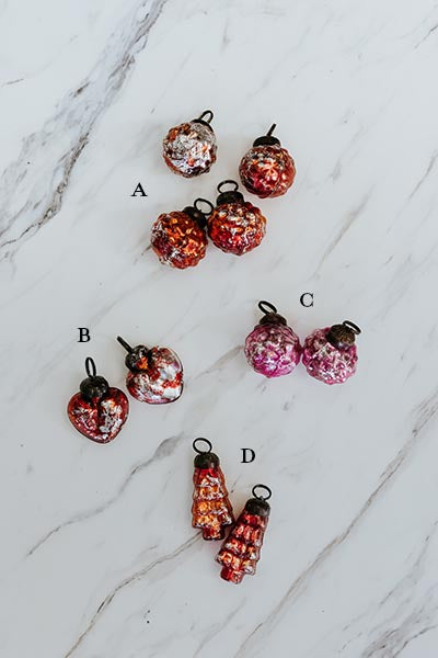 Vintage Revival Glass Ornaments - Red