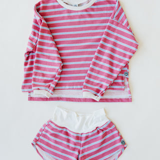 Pau Hana Shorts - Pink, Blue and White Stripe