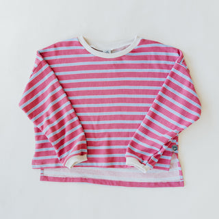 Boxy Long Sleeve - Pink, Blue and White Stripe