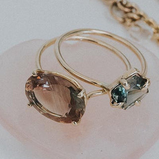 Prong Set Gemstone Ring - Sunstone 14k