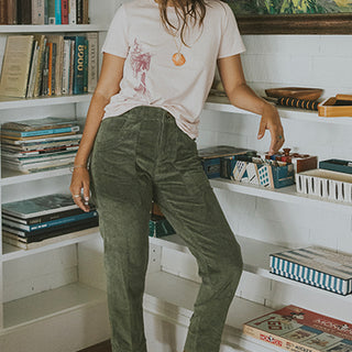 Retro Pocket Pants - Olive Corduroy