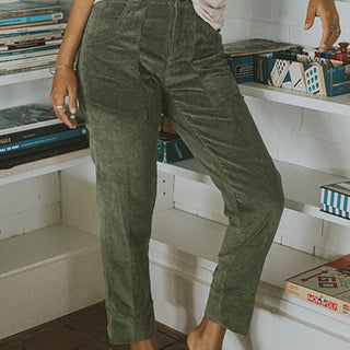 Retro Pocket Pants - Olive Corduroy