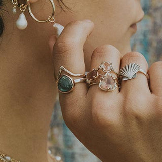 Dew Drop Ring - Labradorite Mixed Metals