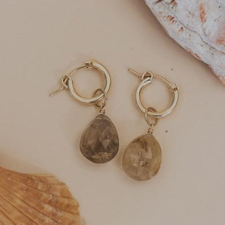 Charm Hoops - Rutilated Quartz