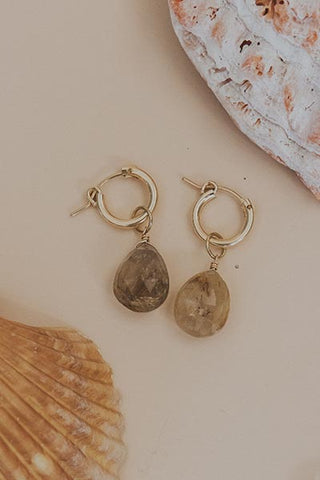 Charm Hoops - Rutilated Quartz