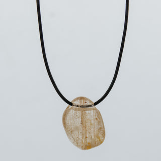 Leather Necklace - Rutilated Quartz