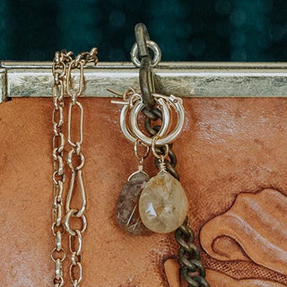 Charm Hoops - Rutilated Quartz