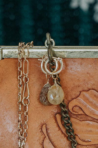 Charm Hoops - Rutilated Quartz