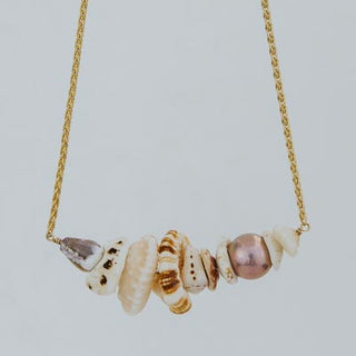 Shell Lei Choker - Pink Freshwater Pearl 1