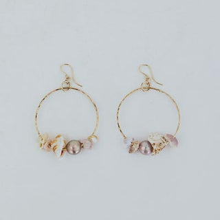 Shell Lei Hoop Earrings - Pink Pearl