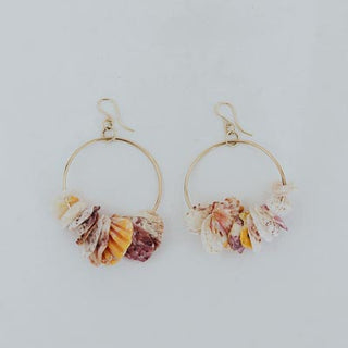 Shell Lei Hoop Earrings - Sunrise + Scallops