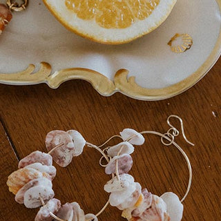 Shell Lei Hoop Earrings - Sunrise + Scallops