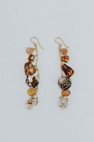 Wings Hawaii Shell Pile Earrings with Imperial Topaz + Triton Shells