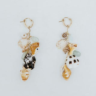 Charm Hoop Shell Pile Earrings | Aquamarine + Triton Shells | GF
