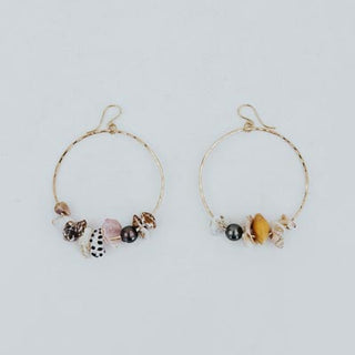 Shell Lei Hoop Earrings - Tahitian Pearl