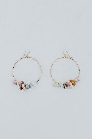 Shell Lei Hoop Earrings - Tahitian Pearl
