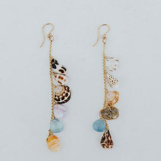 Shell Pile Earrings | Aquamarine + Mini cones