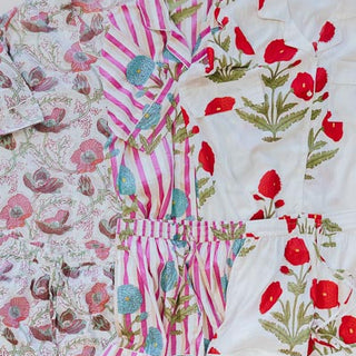Block Print Pajama Sets - Short Sleeve