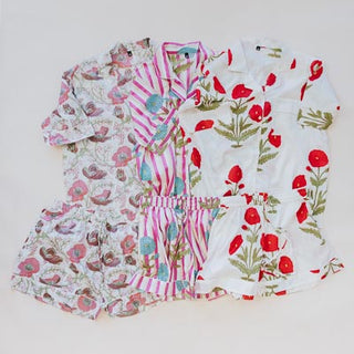 Block Print Pajama Sets - Short Sleeve