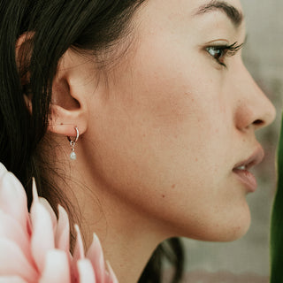 Sleeper Hoops - Large Diamond 14K Gold
