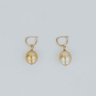 Sleeper Hoops - South Seas Pearl 14K Gold