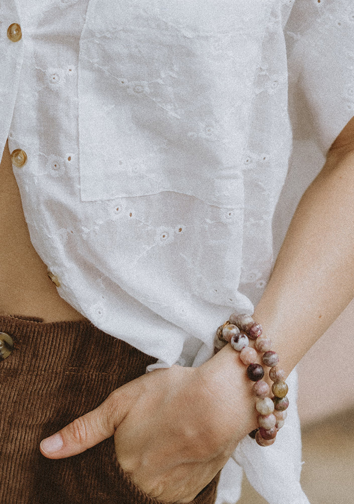 Stretchy Beaded Bracelet Large - Tourmaline