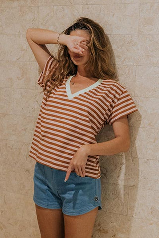 Vintage Stripe V-Neck