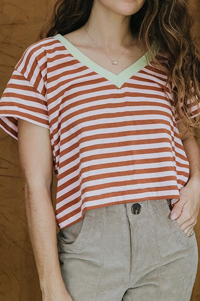 Vintage Stripe V-Neck