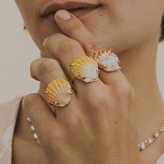 Prong Set Sunrise Shell Ring - GF