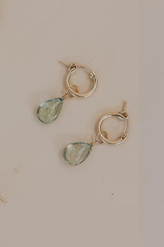 Charm Hoops - Green Sunstone