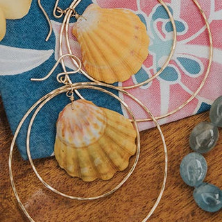 Double Hoop Earrings - Sunrise Shell