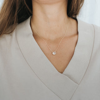 Oval Sunstone Necklace - 14k RG