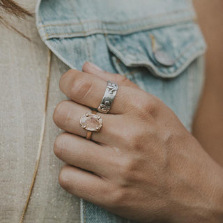 Wide Set Gemstone Ring - Sunstone