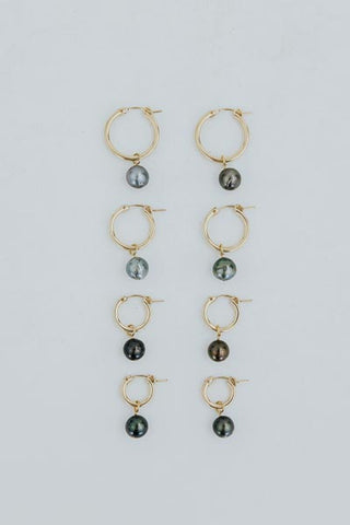 Charm Hoops - Tahitian Pearl