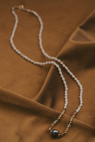 Beaded Necklace - Tahitian Pearl & Zicron