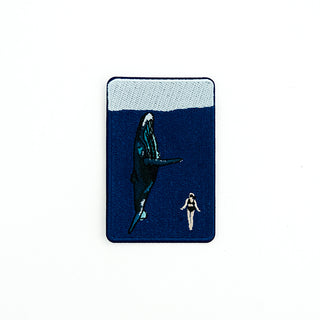 humpback whale and diver embroidered patch