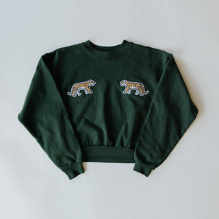 Cropped Mock Neck Tiger Sweatshirt - Ivy