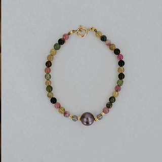 Beaded Bracelet - Tourmaline and Tahitian Pearl