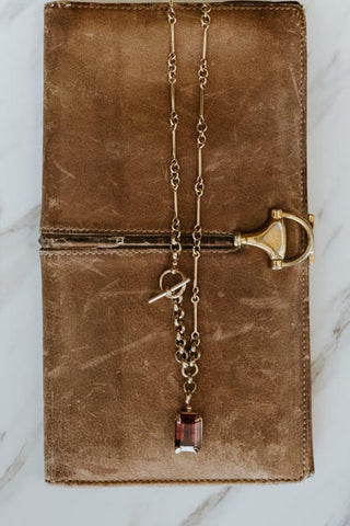 Fob Necklace - Tourmaline 14K