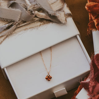 Prong Set Necklace - Orange Zircon 14K